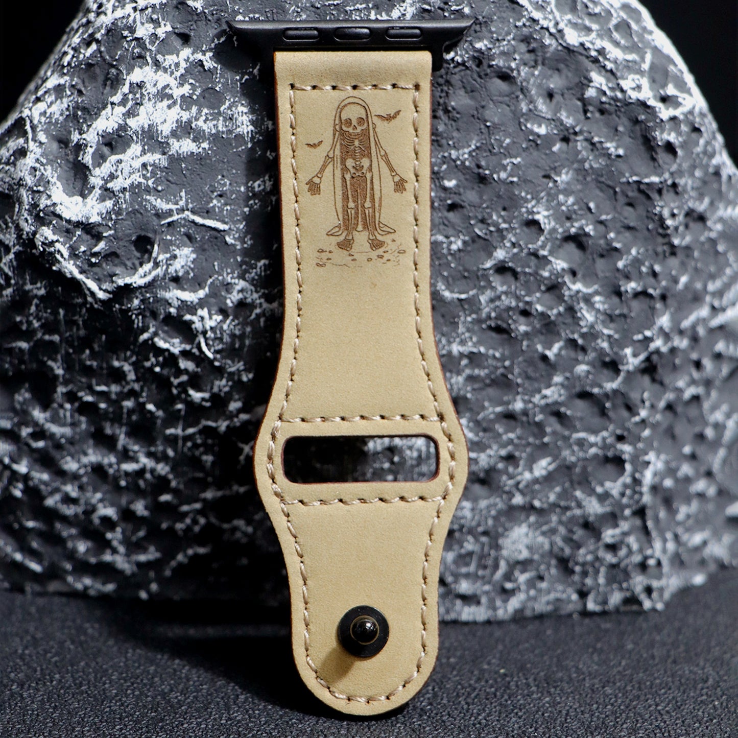 Halloween skull engraved leather Apple Watch strap | Kalebol®