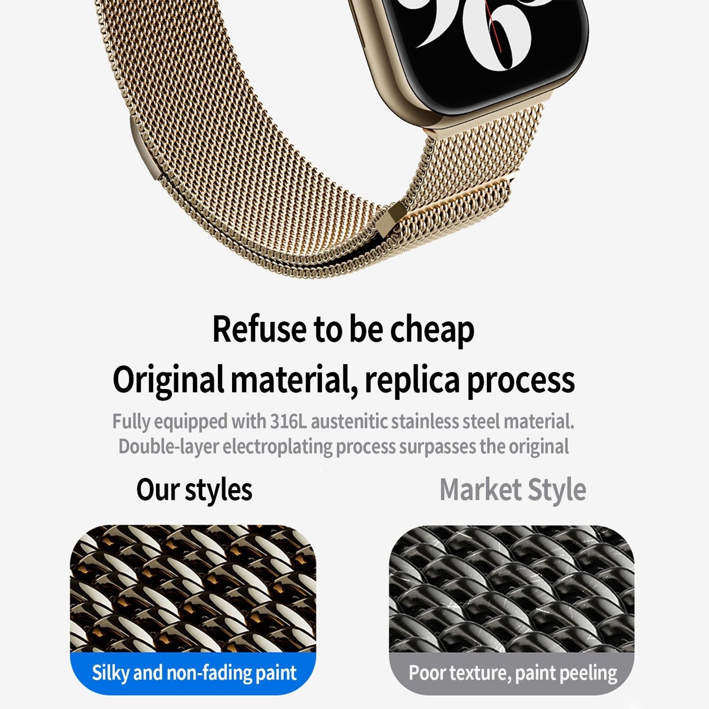 For milanese apple watch band diy gold-black