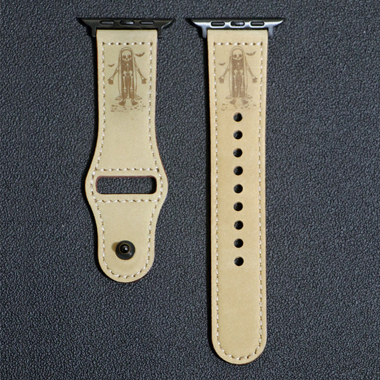 Halloween skull engraved leather Apple Watch strap | Kalebol®