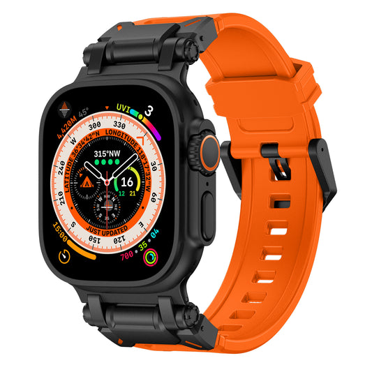 Kalebol For Apple Watch Outdoor mechanical style titanium black strap