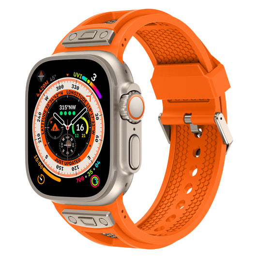 Kalebol For Apple Watch Stainless steel + TPU honeycomb titanium buckle strap