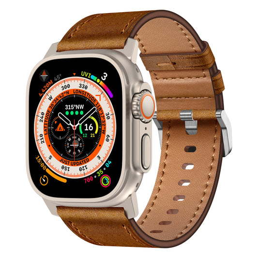 Kalebol For Apple Watch Top Layer Cowhide Leather Titanium Buckle Strap