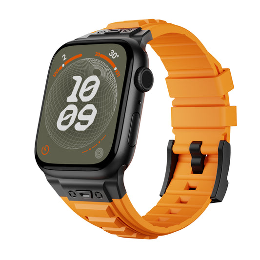 Kalebol For Apple Watch High Elastic Silicone Tactical Black Buckle Strap