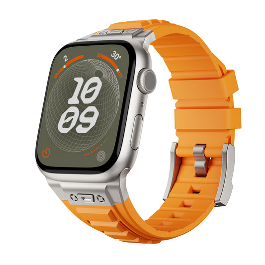 Kalebol For Apple Watch High Elastic Silicone Tactical Titanium Buckle Strap