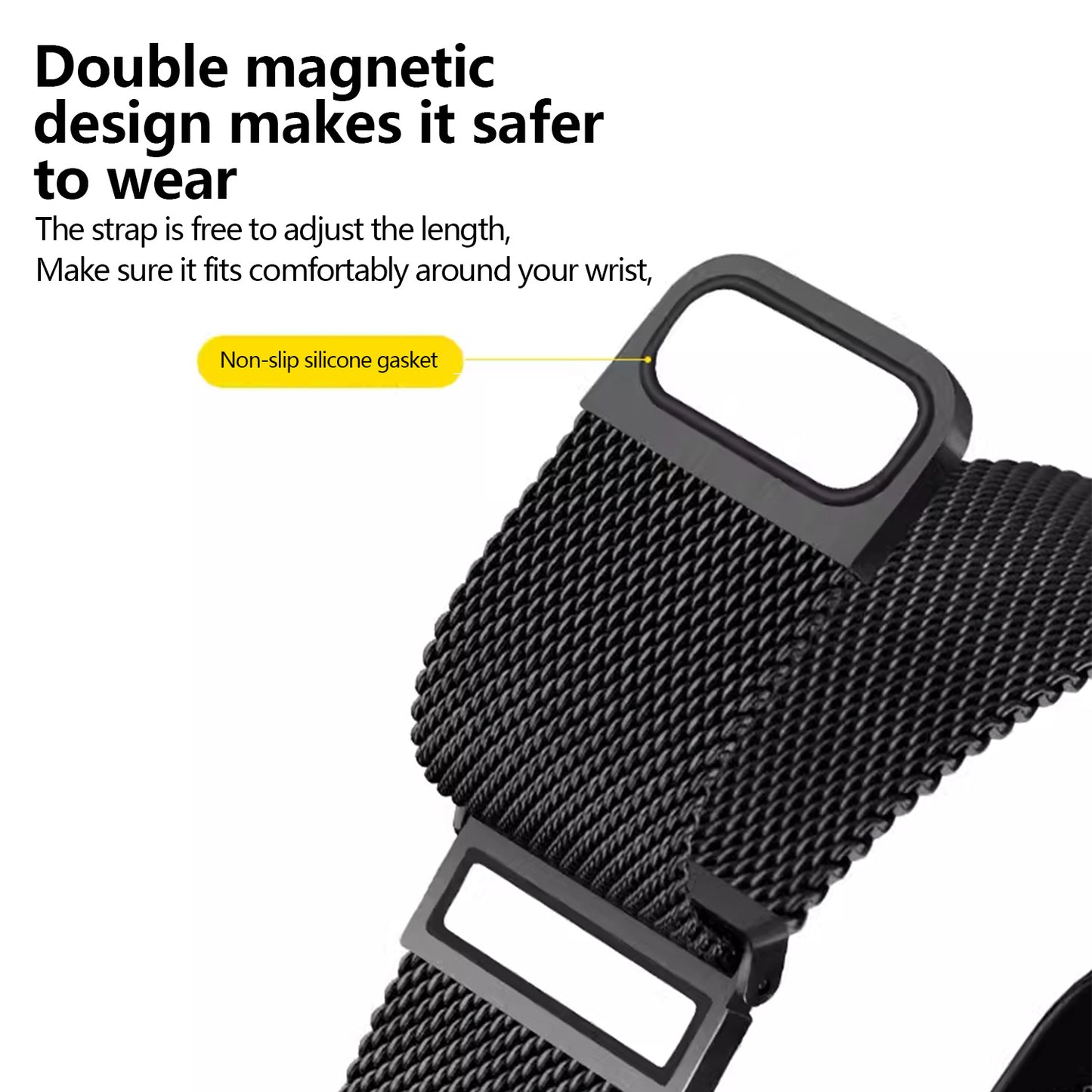 For Apple Watch Double-Junction Milanese Double-Magnetic Stainless Steel Strap