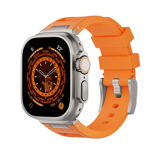 Kalebol For Apple Watch MR Titanium Pin Buckle Silicone Strap